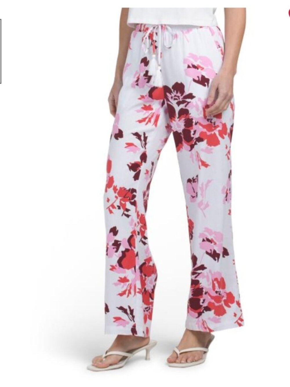 ELLEN TRACY Linen Blend Floral Pattern Pants